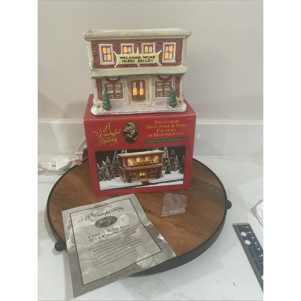 It's A Wonderful Life Gower Drugstore & Soda Fountain Bedford Falls Ceramic 1995